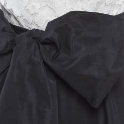 Pre Owned CH Carolina Herrera Black/White Lace and Crepe Belted Midi Dress S