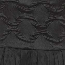 Pre Owned فستان سي إتش كارولينا هيريرا قطن مجعد أسود ميدي مقاس صغير (سمول)