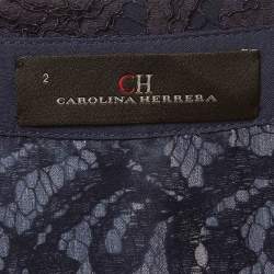 Pre Owned فستان قميص دانتيل جوبير أزرق كحلي سي إتش كارولينا هيريرا مقاس صغير (سمول)