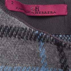 مملوكة مسبقًا Carolina Herrera Grey Checks Wool Sleeveless Top S