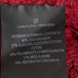 Pre Owned CH Carolina Herrera Red Guipure Lace Ruffle Crop Jacket M