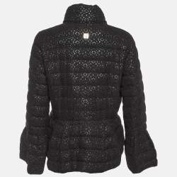 Pre Owned جاكيت سي أتش كارولينا هيريرا دانتيل أسود مبطن سحاب لأعلى مقاس كبير (لارج)