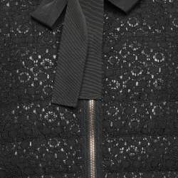 Pre Owned جاكيت سي أتش كارولينا هيريرا دانتيل أسود مبطن سحاب لأعلى مقاس كبير (لارج)