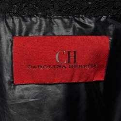 Pre Owned جاكيت سي أتش كارولينا هيريرا دانتيل أسود مبطن سحاب لأعلى مقاس كبير (لارج)