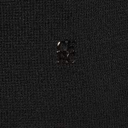 Pre Owned توب سي إتش كارولينا هيريرا تريكو أسود بأكمام مكشكشة مقاس صغير (سمول)