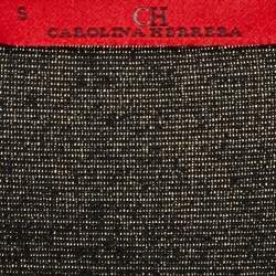 Pre Owned توب سي إتش كارولينا هيريرا تريكو أسود بأكمام مكشكشة مقاس صغير (سمول)