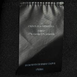 Pre Owned توب سي إتش كارولينا هيريرا تريكو أسود بأكمام مكشكشة مقاس صغير (سمول)