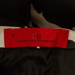 مملوكة مسبقًا فستان سي أتش كارولينا هيريرا مطبوع زهور أحادي اللون ظهر مقوس بلا أكمام مقاس كبير (كبير)