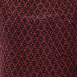 Pre Owned توب سي اتش كارولينا هيريرا بطبعة حرير ممزوج أزرق كحلي/أحمر مقاس صغير - إكس صغير