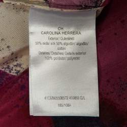 Pre Owned CH Carolina Herrera Pink Floral Printed Silk & Cotton Tassel Detail Maxi Dress L