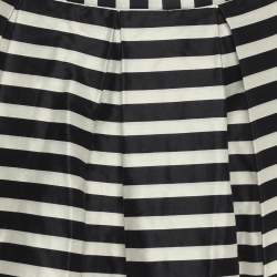 مملوكة مسبقًا CH Carolina Herrera White/Navy Blue Stripe Silk Blend Pleated Midi Skirt S