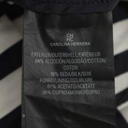 مملوكة مسبقًا CH Carolina Herrera White/Navy Blue Stripe Silk Blend Pleated Midi Skirt S