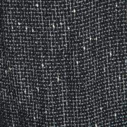 Pre Owned CH Carolina Herrera Monochrome Textured Fringed Ostrich Feather Trim Skirt XL