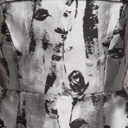 مملوكة مسبقًا CH Carolina Herrera Silver and Black Floral Jacquard Strapless Dress S