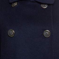 Pre Owned CH Carolina Herrera Navy Blue Wool Double Breasted Coat S