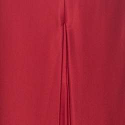 CH Carolina Herrera Red Silk Satin Front Slit Detail Maxi Skirt L