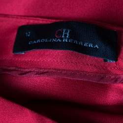 CH Carolina Herrera Red Silk Satin Front Slit Detail Maxi Skirt L