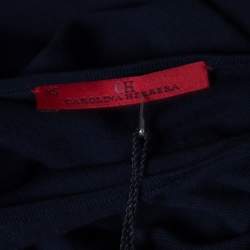 Pre Owned CH Carolina Herrera Navy Blue Knit Gold Button Detail Dolman Sleeve Top XS