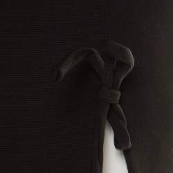 Pre Owned CH Carolina Herrera Black Textured Slit Detail Pencil Skirt S