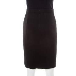 Pre Owned CH Carolina Herrera Black Textured Slit Detail Pencil Skirt S