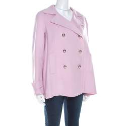 Pre Owned CH Carolina Herrera Dusty Pink Wool Double Breasted Coat S