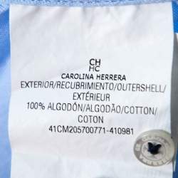 Pre Owned قميص كارولينا هيريرا أوكسفورد مطرز كريست أزرار أمامية قطن أزرق M