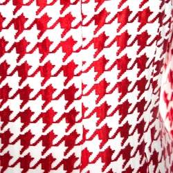 Pre Owned CH Carolina Herrera Red And White Houndstooth Blazer L