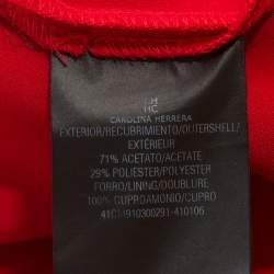CH Carolina Herrera Red Crepe Ruffle Detail Sleeveless Maxi Dress S