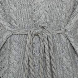 Pre Owned Carolina Herrera Grey Wool Cable Knit Sleeveless Turtle Neck Sweater XS