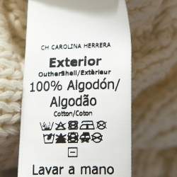 CH Carolina Herrera White Cable Knit Cotton Drawstring Waist Cardigan XS