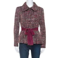 Pre Owned CH Carolina Herrera Multicolor Tweed Belted Jacket M