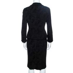 CH Carolina Herrera Black Embossed Jacquard Skirt Suit M