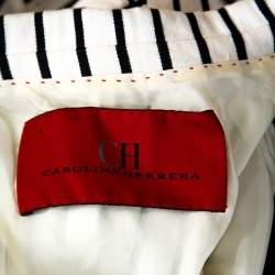 CH Carolina Herrera Monochrome Striped Linen Blend Blazer S