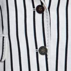 CH Carolina Herrera Monochrome Striped Linen Blend Blazer S