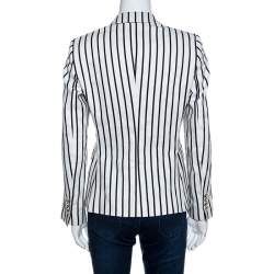 CH Carolina Herrera Monochrome Striped Linen Blend Blazer S