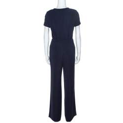 Pre Owned CH Carolina Herrera Navy Blue Top And Trousers Set S