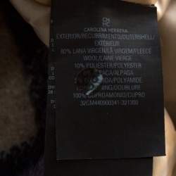 Pre Owned CH Carolina Herrera Beige Alpaca Trim Windowpane Check Coat XS