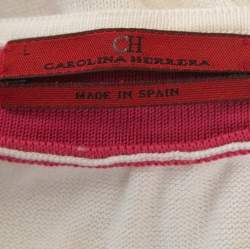 Pre Owned CH Carolina Herrera Bicolor Knit Contrast Trim Detail Sleeveless Top L