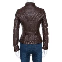 CH Carolina Herrera Brown Leather Belted Jacket XS