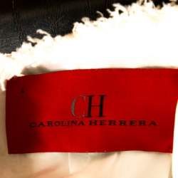 Pre Owned CH Carolina Herrera Off White Tweed Peplum Jacket S