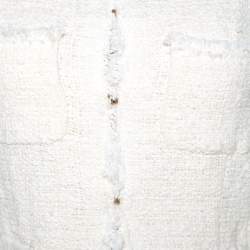 Pre Owned CH Carolina Herrera Off White Tweed Peplum Jacket S