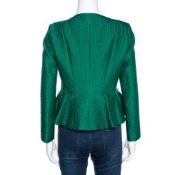 مملوكة مسبقًا جاكيت سي إتش كارولينا هيرير جاكار أخضر منقوش بيبليوم مقاس صغير (سمول)