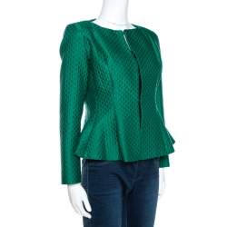 مملوكة مسبقًا جاكيت سي إتش كارولينا هيرير جاكار أخضر منقوش بيبليوم مقاس صغير (سمول)