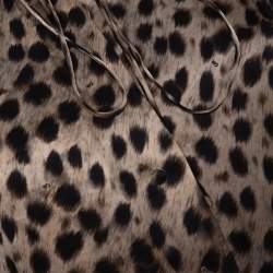 Pre Owned CH Carolina Herrera Beige Leopard Printed Silk Ruffle Detail Blouse L