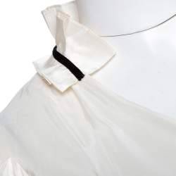 Pre Owned CH Carolina Herrera Cream Silk Bow Tie Front Blouse M