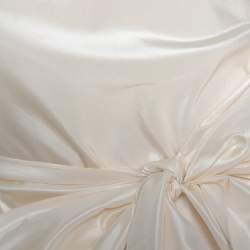 Pre Owned CH Carolina Herrera Cream Silk Bow Tie Front Blouse M