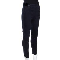 CH Carolina Herrera Navy Blue Cotton Tapered Pants S