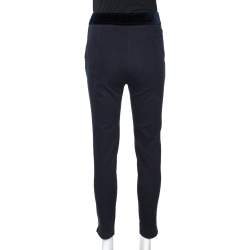 CH Carolina Herrera Navy Blue Cotton Tapered Pants S