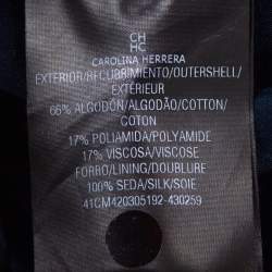 مملوكة مسبقًا CH Carolina Herrera Navy Blue Floral Corded Lace Peplum Jacket S