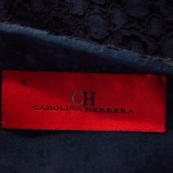 مملوكة مسبقًا CH Carolina Herrera Navy Blue Floral Corded Lace Peplum Jacket S